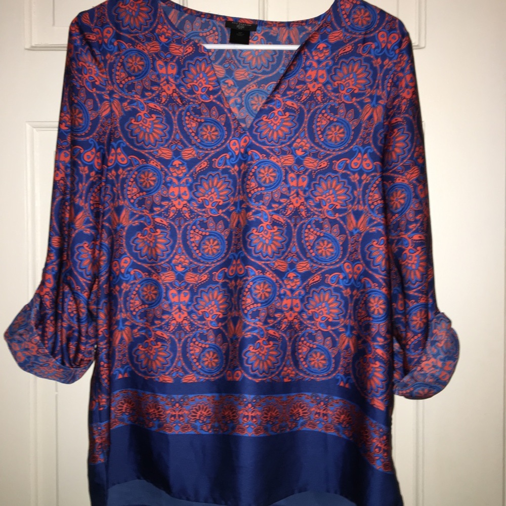 Ann Taylor Blue and Red Paisley Blouse